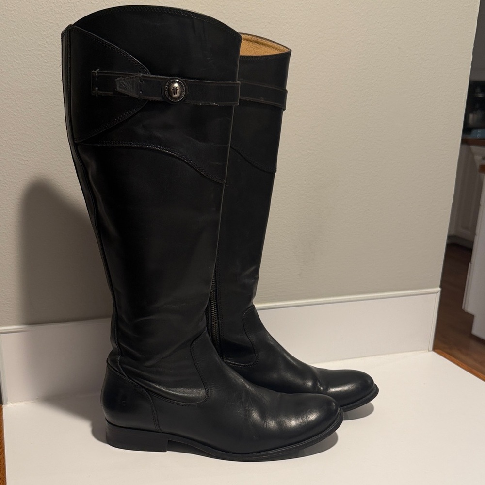 Frye Black Knee-High Leather Boots